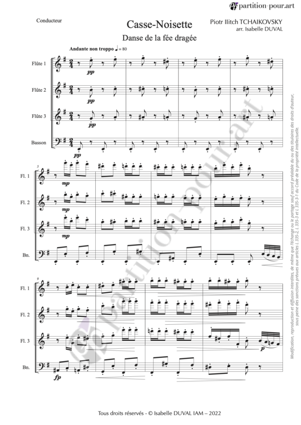 PP00284 - Tchaïkovski PI - Casse-noisette - Danse de la fée dragée - 3 flûtes & basson -conducteur1