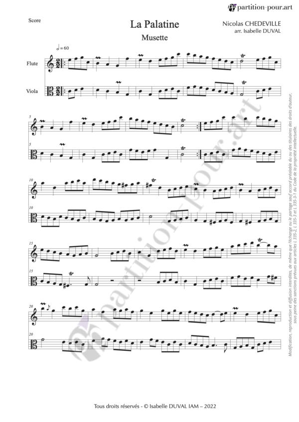 PP01025 - Chédeville N - La Palatine - Musette - flûte & alto -conducteur1