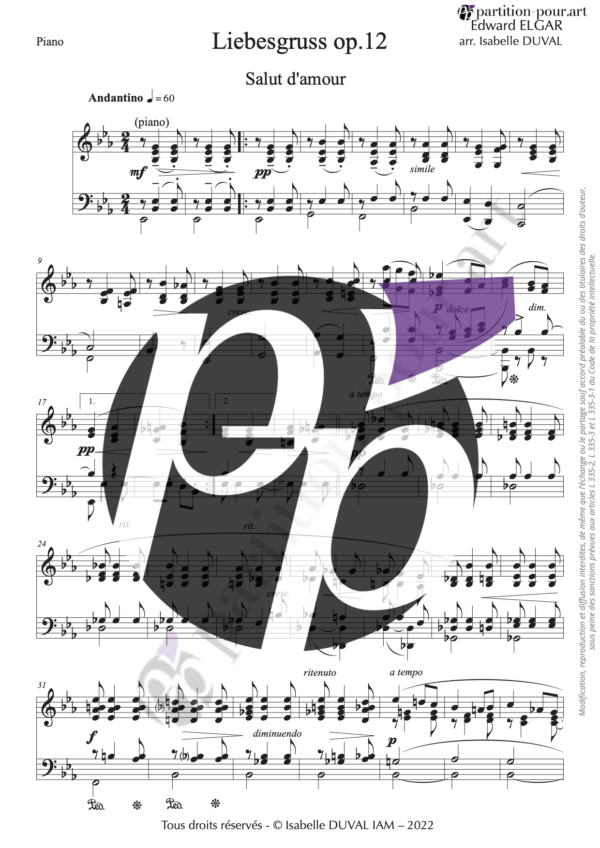 PP01034 - Elgar E - Liebesgruss Opus 12 - flûte & piano -piano1