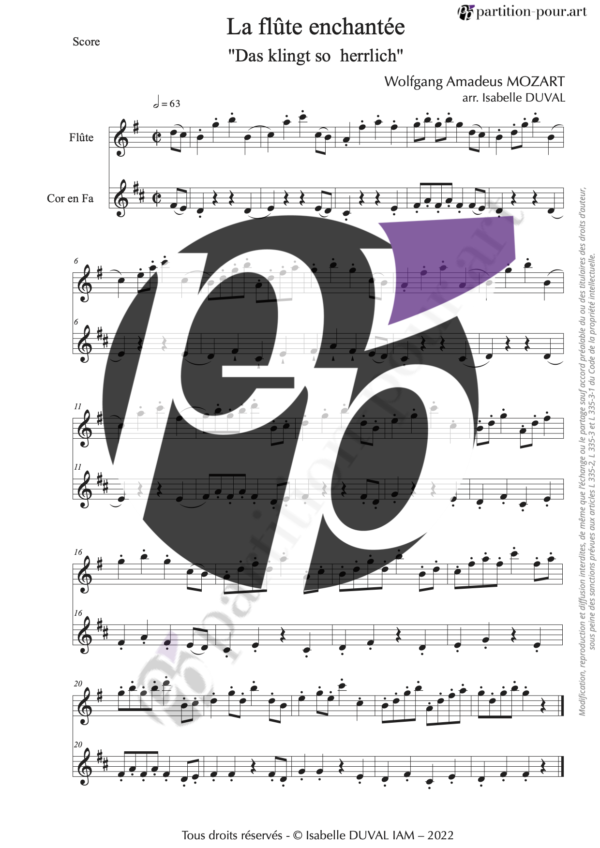 PP01041 - Mozart WA – La flûte enchantée – Das klingt so herrlich - flûte & cor -conducteur