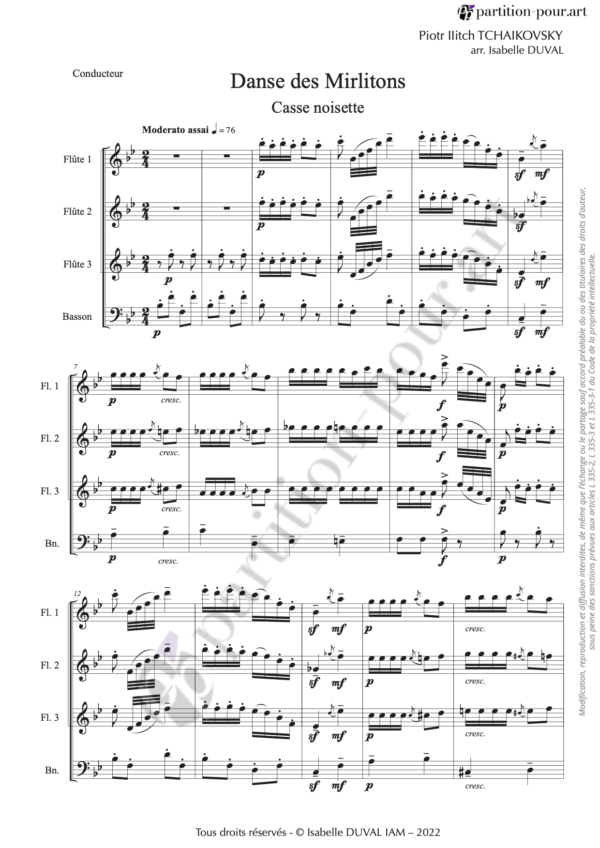 PP01111 - Tchaïkovski PI - Casse-noisette - Danse des Mirlitons - 3 flûtes & basson -conducteur1