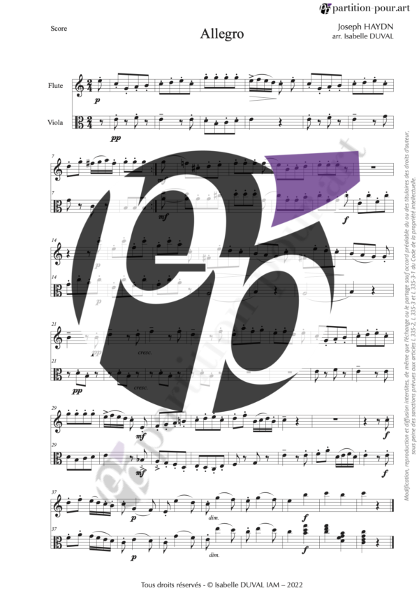 PP01141 - Haydn FJ - Allegro - flûte & alto -conducteur