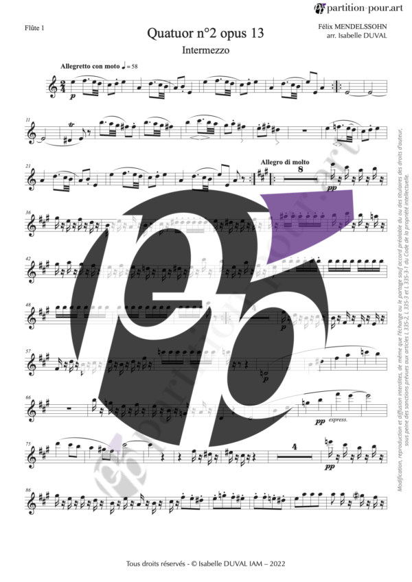 PP01304 - Mendelssohn F - Quatuor n°2 opus 13 - Intermezzo - flûtes & basson -flute1