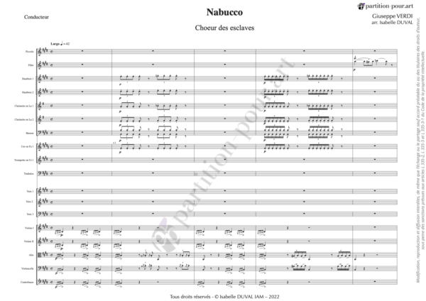 PP01635 - Verdi G - Nabucco - Chœur des esclaves en Mi Majeur - 3 voix & orchestre allégé -conducteur1