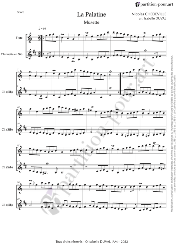 PP04462 - Chédeville N - La Palatine - Musette - flûte & clarinette -conducteur1
