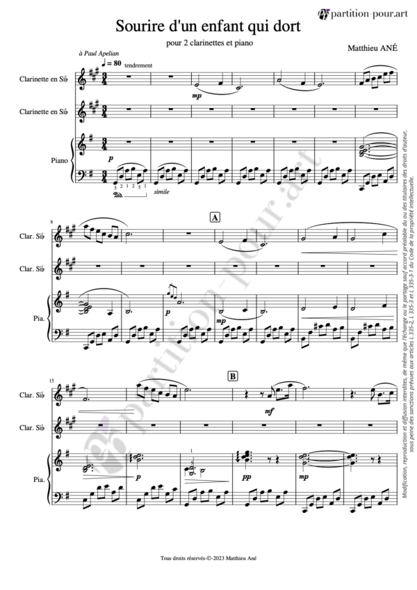 PP36292 - Ané M - Sourire d'un enfant qui dort - 2 clarinettes & piano -conducteur1