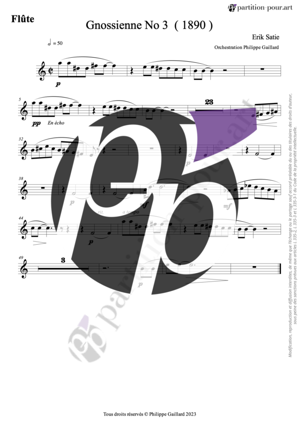 PP36945 - Satie E - Gnossienne N°3 - orchestre -flûte