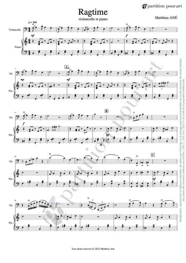 PP39208 - Ané M - Ragtime - violoncelle & piano -conducteur1