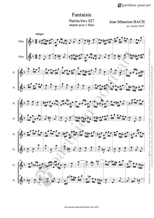 PP39339 - Bach JS - Fantaisie BWV 827 - 2 flûtes -conducteur1