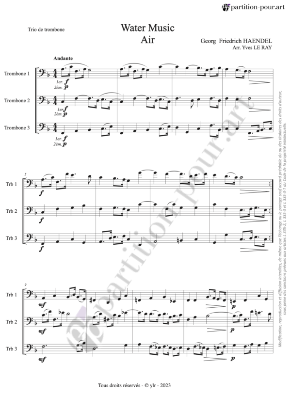 PP62481 - Haendel GF - Water Music - Air - 3 trombones -conducteur1