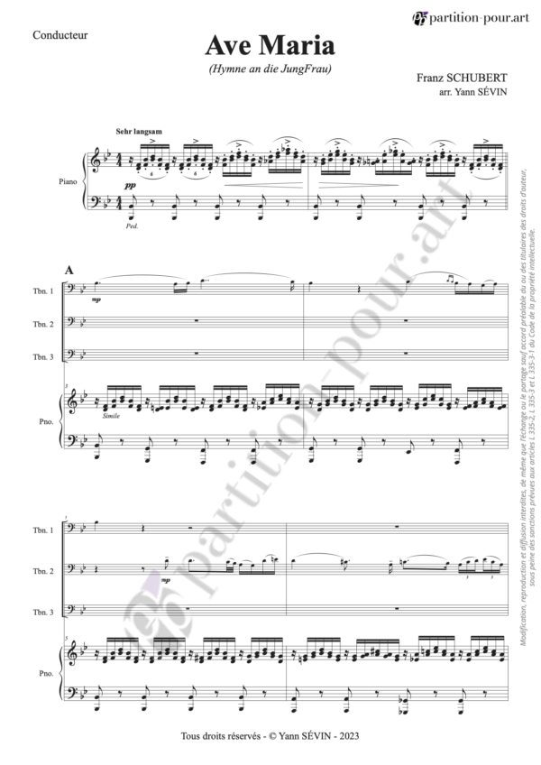 PP68608 - Schubert FP - Hymne an die JungFrau - Ave Maria - trombones & piano -conducteur1