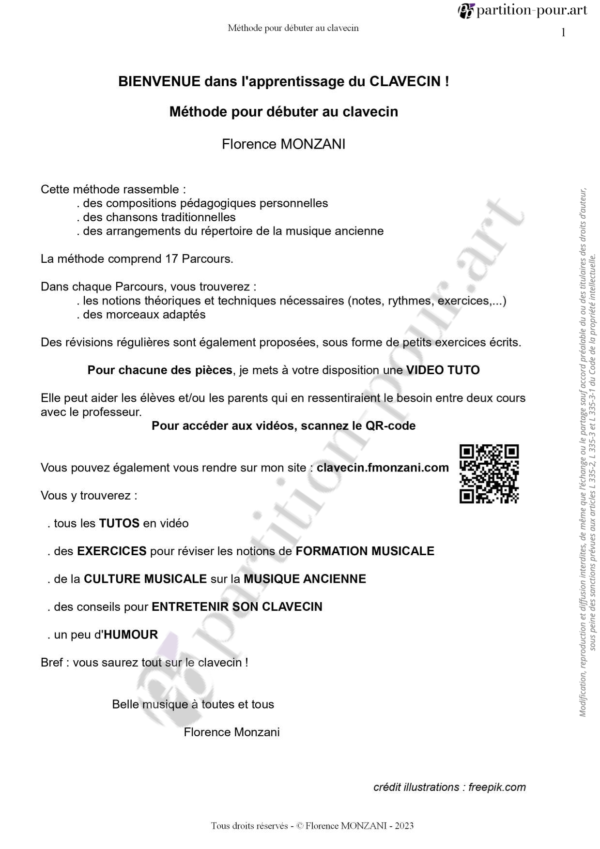 PP96799 - Monzani F - Méthode pour débuter au clavecin -page1
