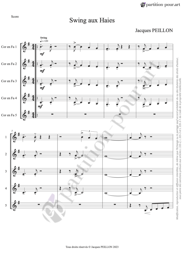PP117597 - Peillon J - Swing aux Haies - quintette de cors -conducteur1