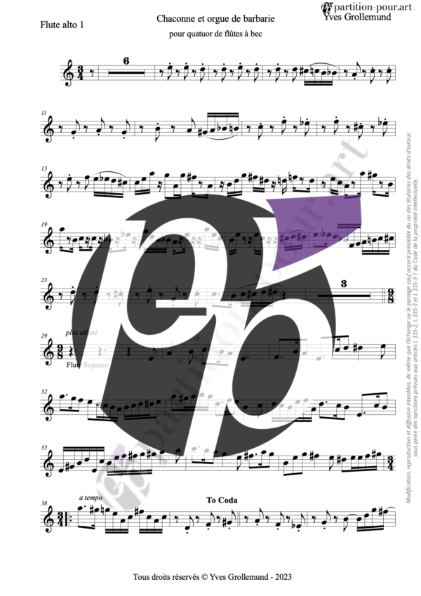 PP118353 - Grollemund Y - Chaconne et orgue de barbarie - 4 flûtes -flûte1