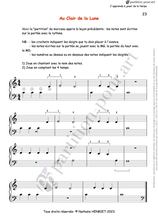 PP141732 - Henriet N - J'apprends à jouer de la harpe - volume 1 -p23