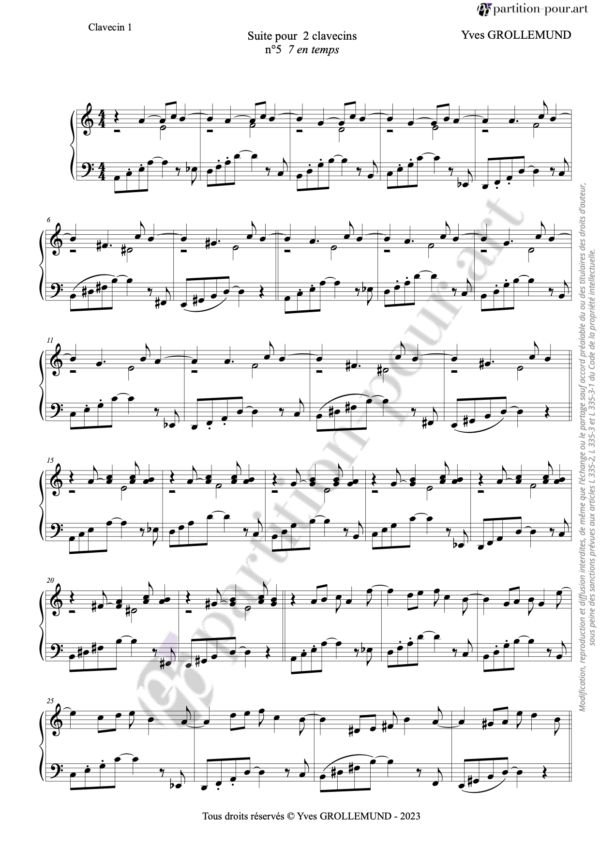 PP209663 - Grollemund Y - Suite pour 2 clavecins - N°5 « 7 en temps » - 2 clavecins -clavecin1