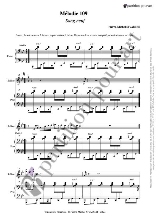 PP230233 - Sivadier PM - Mélodie 109 - Sang neuf - piano & sax soprano ou guitare -conducteur1
