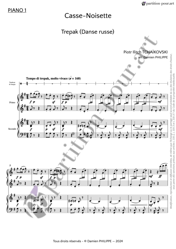 PP238550 - Tchaïkovski PI - Casse-noisette - Trepak - 2 piano 8 mains -piano1