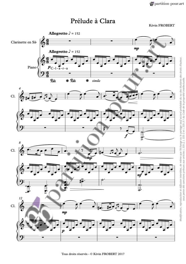 PP267028 - Frobert K - Prélude à Clara - clarinette & piano -conducteur1