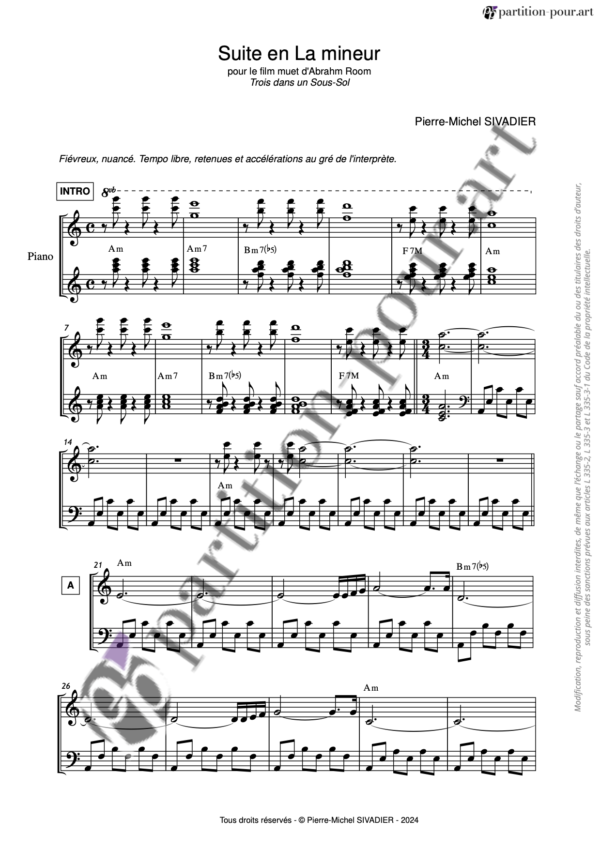 PP278265 - Sivadier PM - Mélodie 117 - Suite en La mineur - Trois dans un sous-sol - piano solo -conducteur1