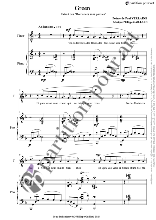 PP292991 - Gaillard P - Romances sans paroles - Green - chant & piano -conducteur1