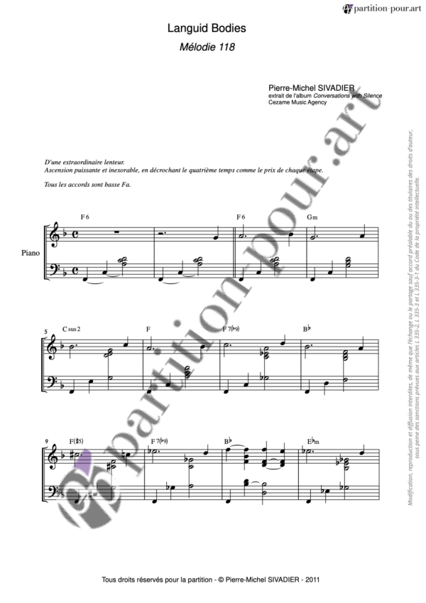 PP301259 - Sivadier PM - Mélodie 118 - Languid Bodies - piano solo -conducteur1