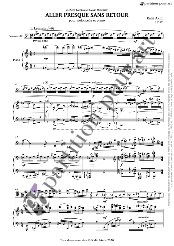 PP305350 - Akel K - Aller presque sans retour op.26 - violoncelle & piano -conducteur1