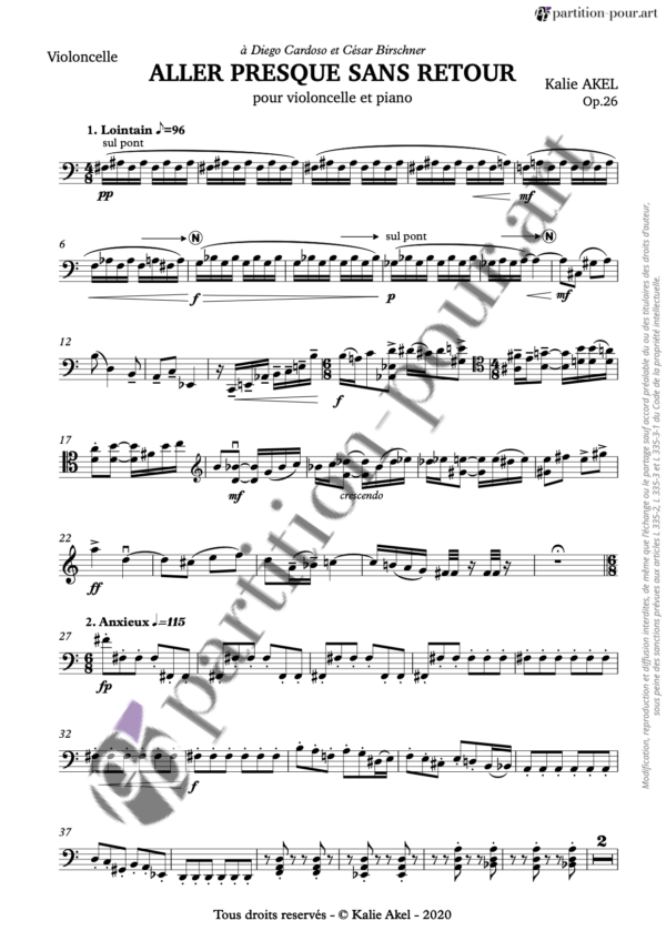 PP305350 - Akel K - Aller presque sans retour op.26 - violoncelle & piano -violoncelle1
