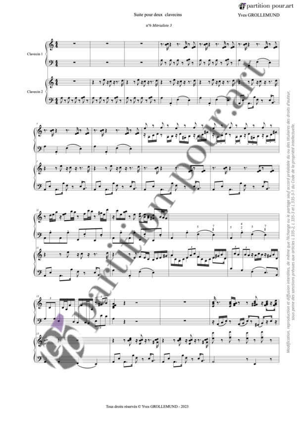 PP317577 - Grollemund Y - Suite pour 2 clavecins - N°6 « Mitrialiste 3 » - 2 clavecins -conducteur1