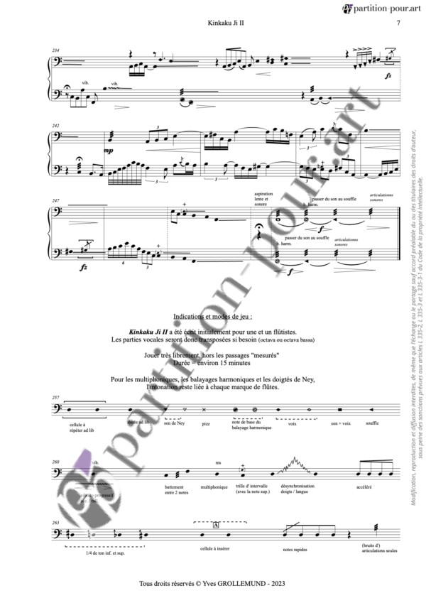 PP317912 - Grollemund Y - Kinkaku Ji II - 2 flûtes à bec basses -indications