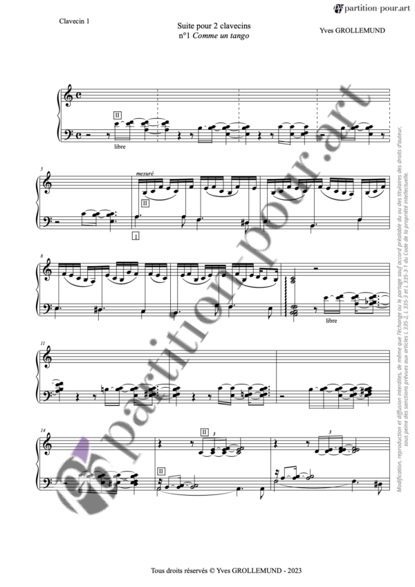 PP323253 - Grollemund Y - Suite pour 2 clavecins - N°1 Comme un tango -clavecin1