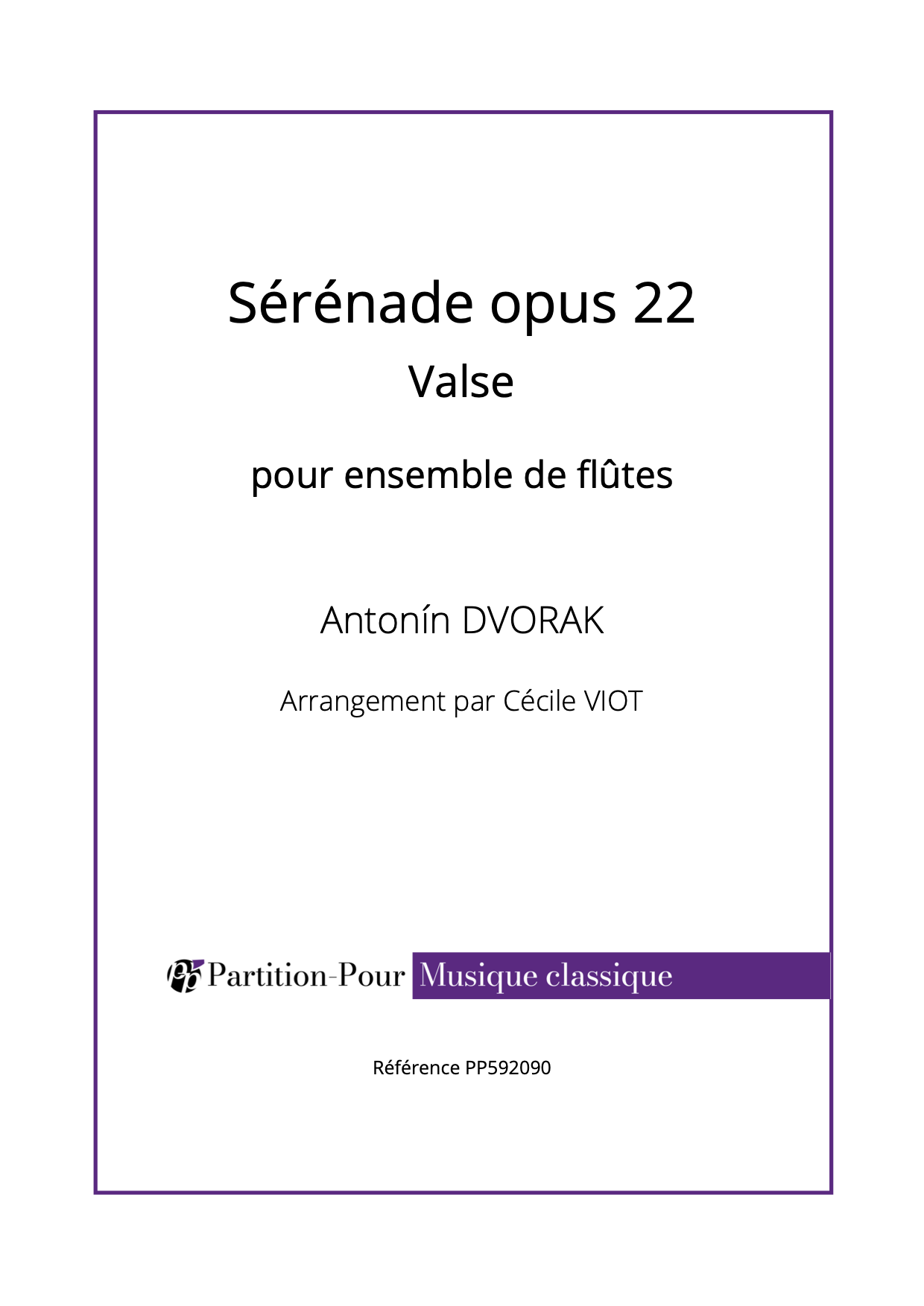 PP592090 - Dvořák A - Sérénade opus 22 - Valse - ensemble de flûtes -présentation