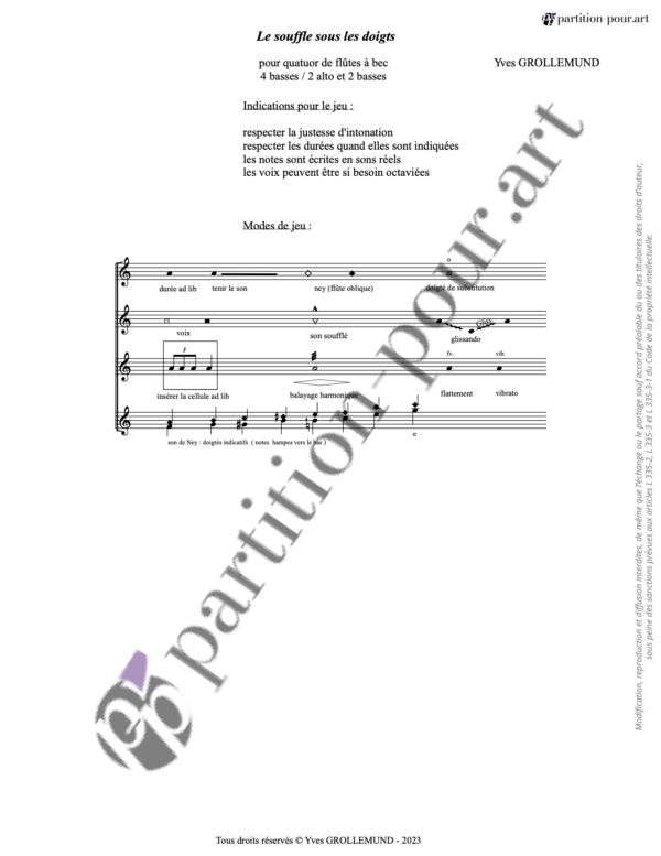 PP623872 - Grollemund Y - Le souffle sous les doigts - quatuor flûtes -mode2jeu