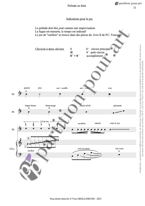 PP626153 - Grollemund Y - Prélude en fuite - clavecin & flûte à bec basse -indications