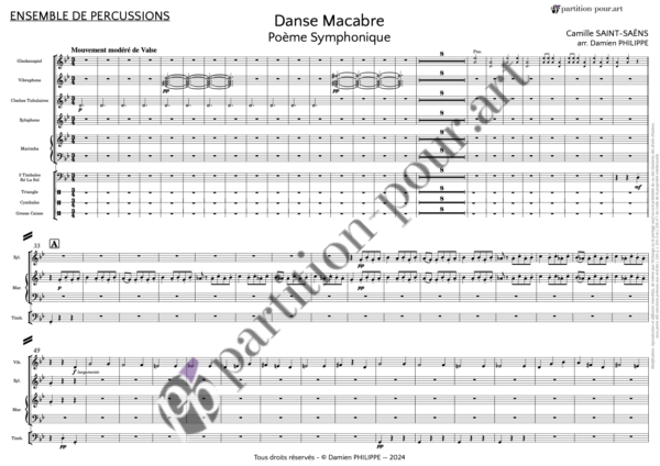 PP731073 - Saint-Saëns C - Danse Macabre - percussions & 2 pianos à 8 mains -percussions1