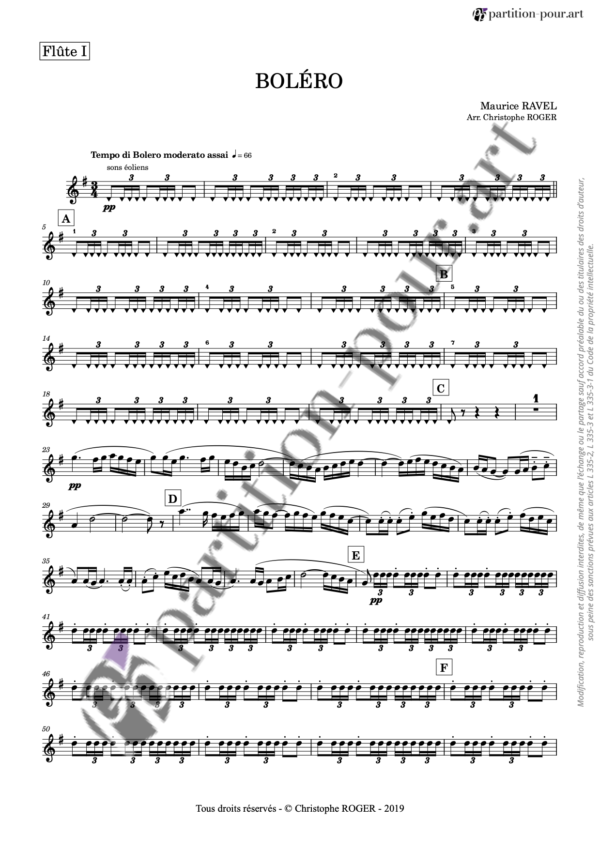 PP747585 - Ravel M - Boléro - ensemble de flûtes -flûte1