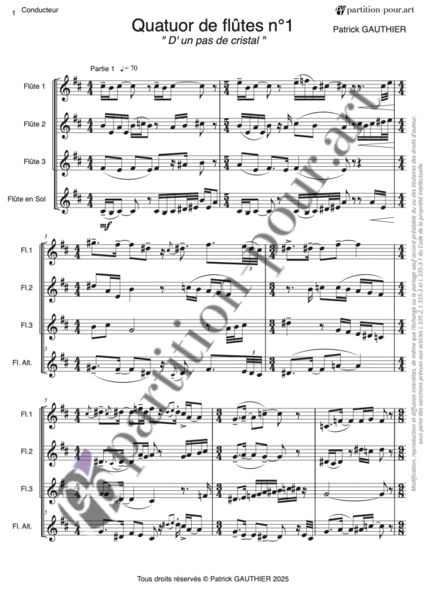 PP946530 - Gauthier P - D'un pas de cristal - Quatuor de flûte n°1 - flûtes & flûte alto -conducteur1