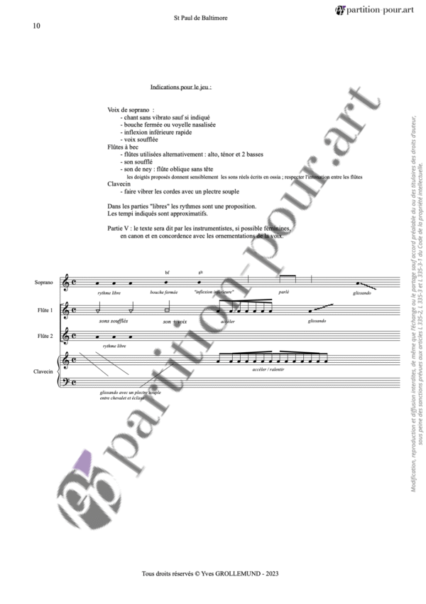 PP947860 - Grollemund Y - Cantate de Saint-Paul de Baltimore - soprano flûtes à bec clavecin -indications