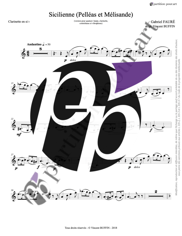 PP1004605 - Fauré G - Sicilienne - clarinette vibraphone harpe contrebasseRé -clarinette1
