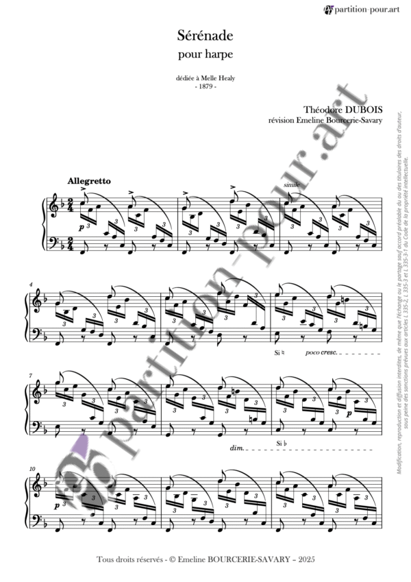 PP957773 - Dubois T - Sérénade dédiée à Melle Healy - harpe -conducteur1