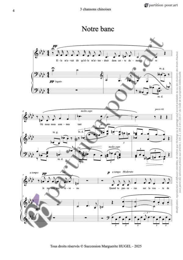 PP994716 - Hugel M - 3 chansons chinoises - voix & piano -notrebancsoprano